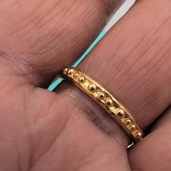 Etrusca Italian 925 Silver Gold Turquoise Cabochon Ring - Quiet Luxury 6.5 8.5 - Picture 5 of 7